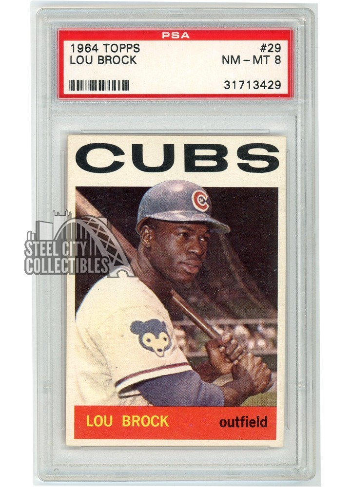 Lou Brock 1964 Topps Baseball Card #29 PSA 8 NM-MT
