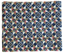 Valance with rod sleeve-7' Long, 10" Wide--Cut to fit! Rustic Stars Hearts Blue