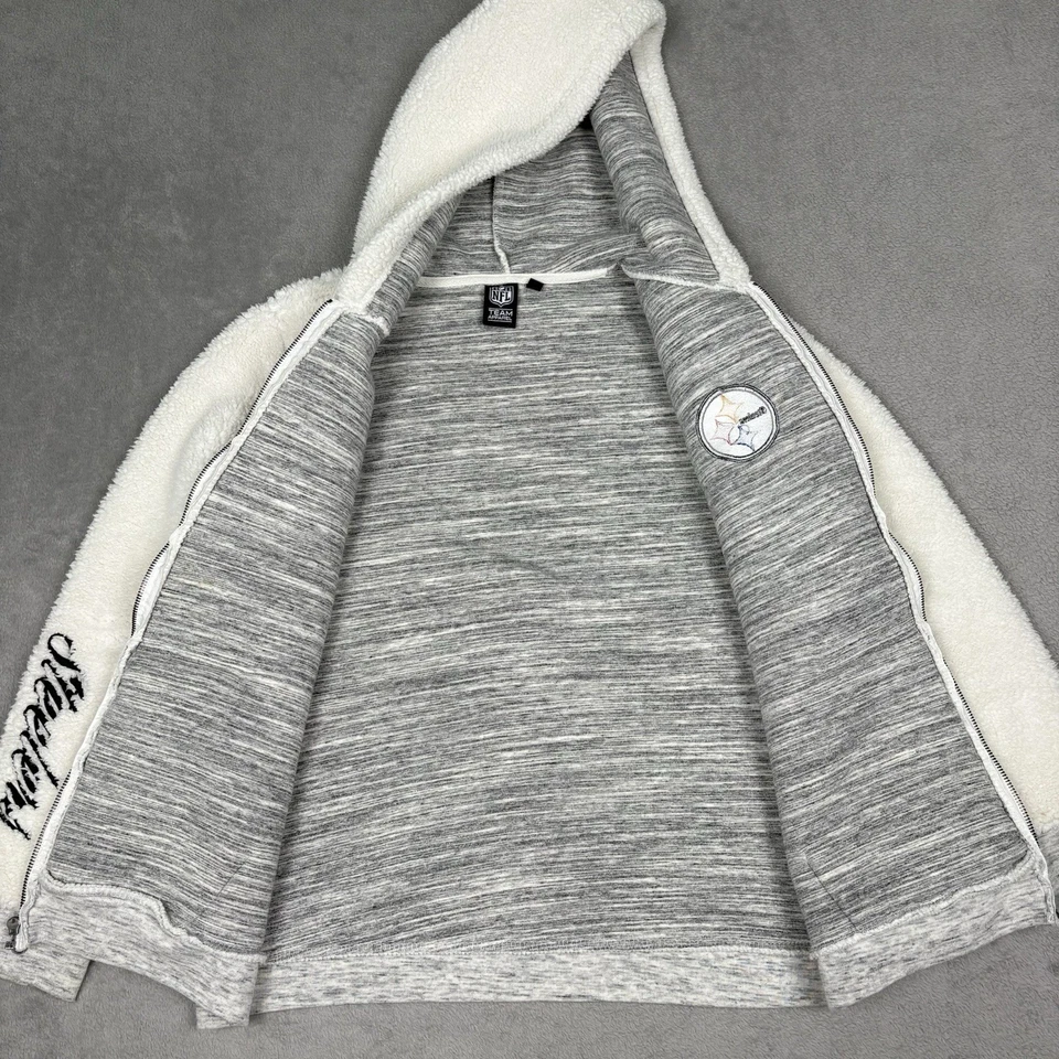 Толстовка с капюшоном женская Pittsburgh Steelers большая белая на молнии NFL толстовка шерпа - Изображение 2 из 4