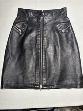 Rare Y2K/ Late 90s Bebe Sport Leather Zipper Skirt  XXS Punk Goth Rocker Club
