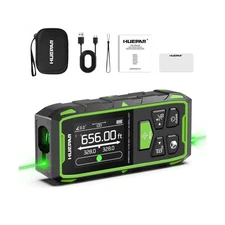 Huepar Dual Laser Measuring Tool, 656Ft Green-Beam Bilateral Digita... Fast Ship