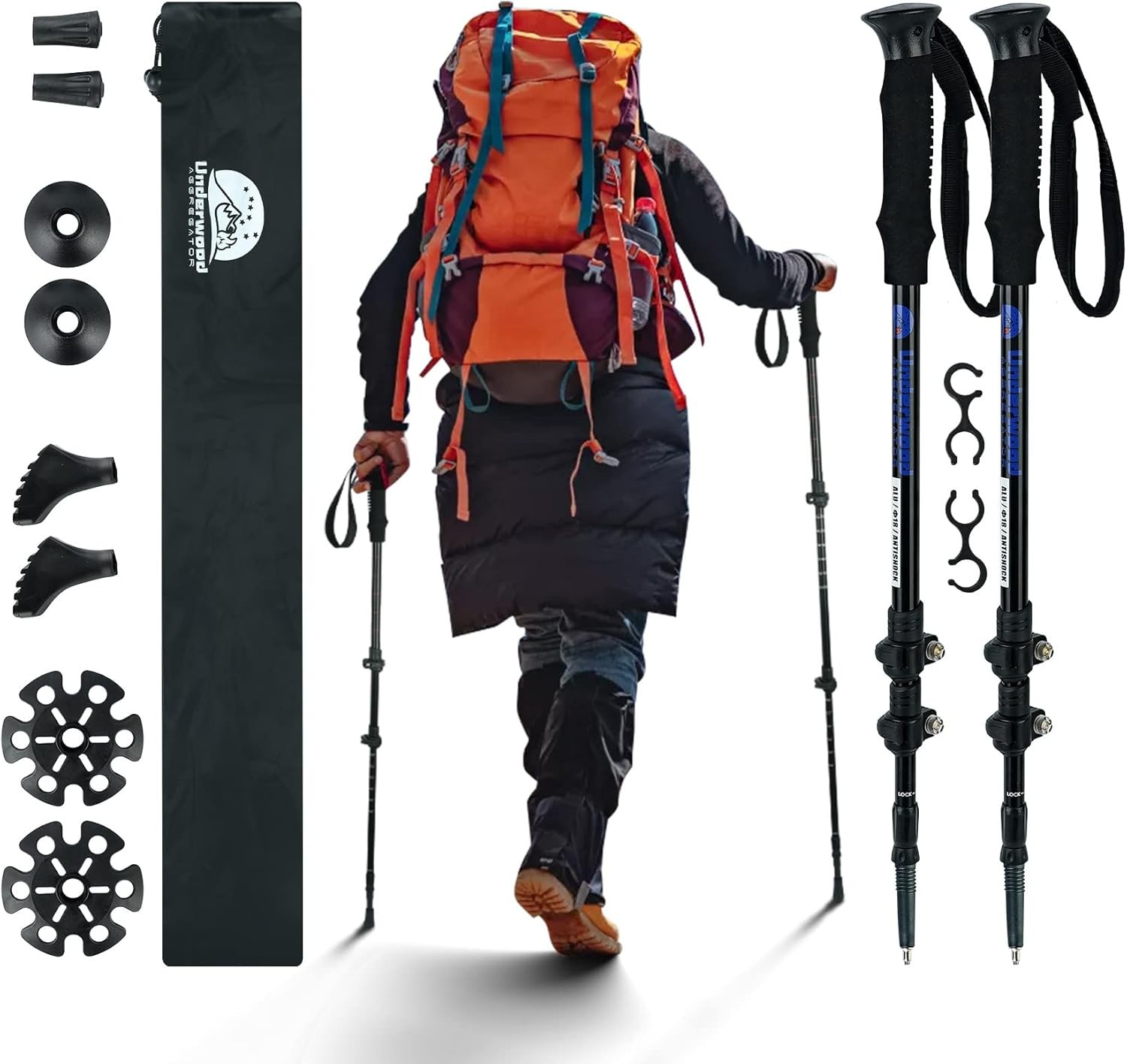 Underwood-Aggregator Walking Poles - 2 Pack Collapsible Hiking Poles for Women