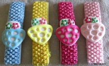 CLOSEOUT 4 4 NEW SOLID COLOR CROCHET STRETCH HEADBAND STRAWBERRY DES 1 1/2"