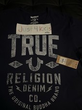 New Mens True Religion Company  T Shirt Navy 2XL NWT 100% Authentic