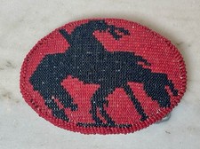 Vintage 1970-80s Handmade Beaded Belt Buckle w/ Leather Backing Native Inspired