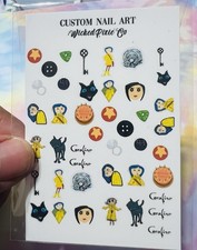 Caroline Movie Nail Decals Water Transfers Nail Art Disney Halloween Nails