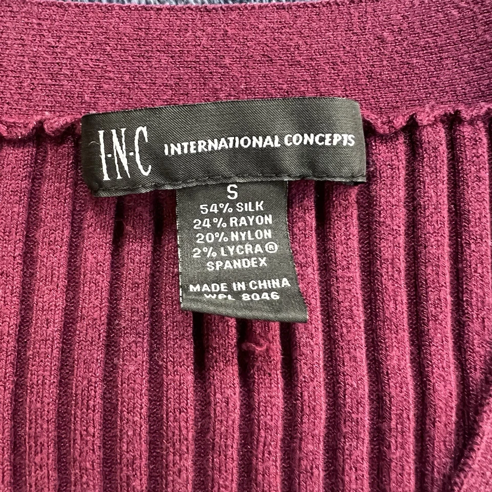 Suéter Acanalado Mezcla Seda INC De Colección S Rojo Cuello en V Manga Larga Años 90 Y2K Elastizado Foto 4 de 4