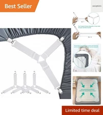 Elegant Bed Sheet Holder Straps Set of 8 - Heavy Duty with Nickel-Plated Clamps