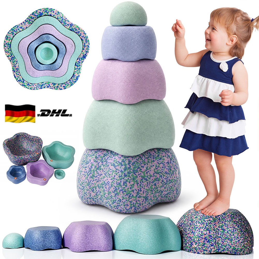 5PCS Balanciersteine für Kinder von 3 bis 6 Jahre Balance Steine Tritte Parcour