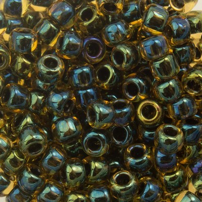 8/0 TOHO ROUND Inside Color Rainbow Light Topaz / Jet Lined Seed Bead (8g)