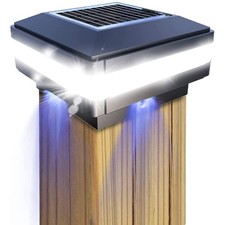 GEYUEYA Home Solar LED Post Lights Outdoor Garden IP65 Waterproof Square Black L
