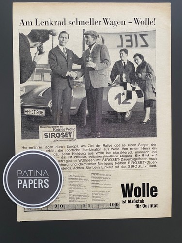 1961 Am Lenkrad schneller Wagen - Wolle! Porsche 356 Vintage Ad Werbung Reklame