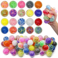 30 Pack Round Squishy Balls - Bulk Stress Balls for Anxiety , Filled with Foa...