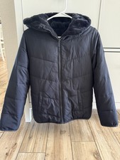 Abercrombie  Fitch Kids Jacket Reversible Faux Fur Puffer Black Hooded 13/14