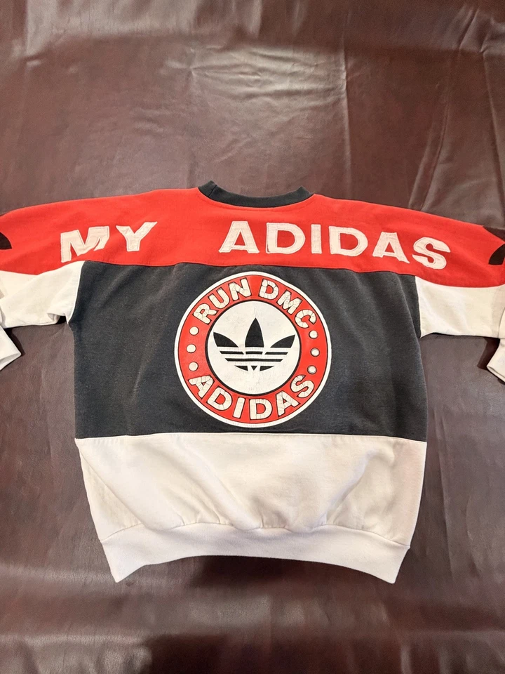 1980-х годов запустить DMC Adidas Crewneck толстовка мужской большой винтажный рэп футболка хип-хоп 80-х - Изображение 2 из 4