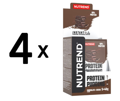 4 x Nutrend Protein Pudding, Chocolate + Cocoa - 5 x 40g (44,99 EUR/kg)