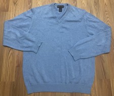 Brooks Brothers Sweater Mens Large Blue Supima Cotton V Neck Pullover Knit