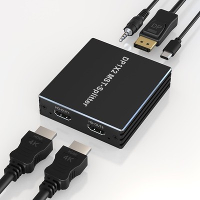 DisplayPort to Dual HDMI Adapter DP to HDMI Splitter for Dual Monitors - 4K@6...