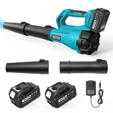 Leaf Blower Cordless 21V Powerful Electric Leaf Blower with 2 Battery & Charger