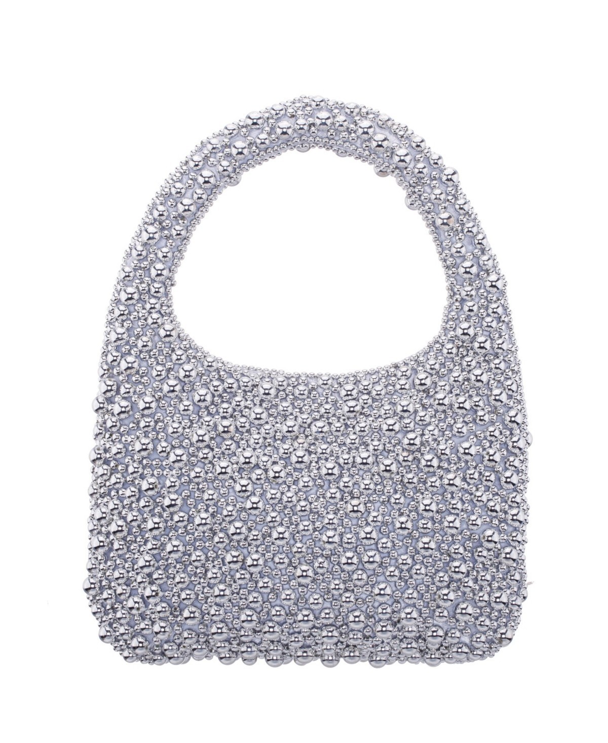 Nina All Over Beaded Hobo Bag Silver