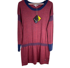 NWT Smartwool Tarbatta Sweater Dress XL Merino Wool Long Sleeve Burgundy Stripe