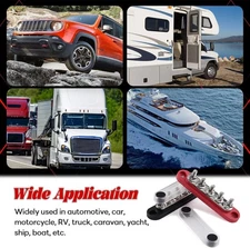 150A Bus Bar 12V Power Distribution Block with Cover 5 x 1/4" (M6) Terminal S...