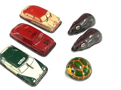 Vintage Tin Litho KOYO & ARGO CARS TURTLE AND MICE LOT PARTS REPAIR