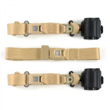  Dart 1967 - 1976 Standard 3pt Tan Retractable Bench Seat Belt Kit - 3 Belt 