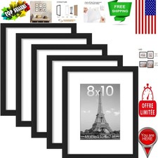 Set of 5 Classic Wall Gallery Frames - 8x10 or 5x7 Display in Polished Black