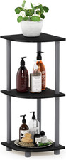 Turn-N-Tube 3-Tier Corner Display Rack Multipurpose Shelving Unit, Black/Grey 1