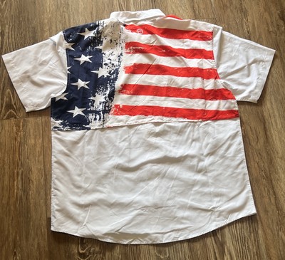Magellan Fish Gear American USA Flag Shirt XL Relaxed Fit Moisture-Wicking