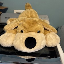 FAO Swartz Plush Golden Dog Needs Home Long Ears Big Black Nose 22  Black Eyes