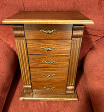 Vintage Wooden Jewelry Box w/ Mirror, 4 Drawe...