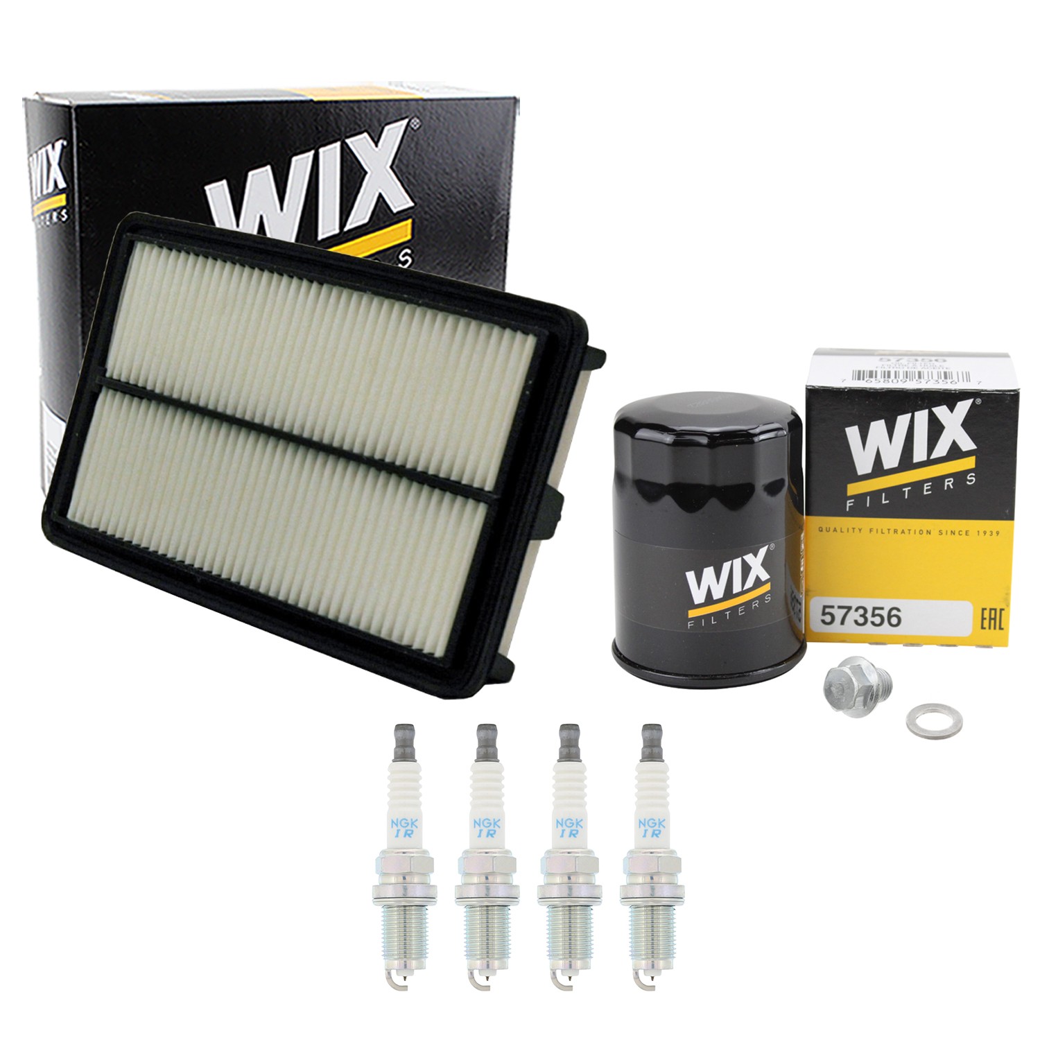 Wix Engine Air Oil Filters  NGK 4 Spark Plug Kit for Honda Element 2.4 L4 K24A8