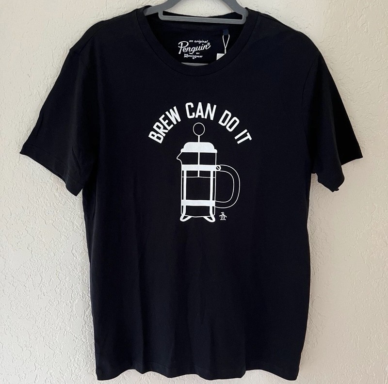 Original Penguins Brew Can Do It Graphic Short Sleeve Mens XXL T-Shirt Black