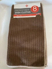 NEW BROWN 8 PACK MICROFIBER DISH CLOTHS SULTAN’S LINENS