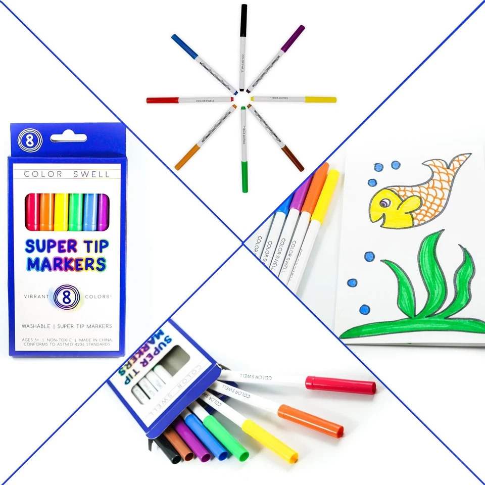 Color Swell Super Tip Washable Markers Bulk Pack 36 Boxes of 8 Vibrant Colors (2 - Image 3 of 4