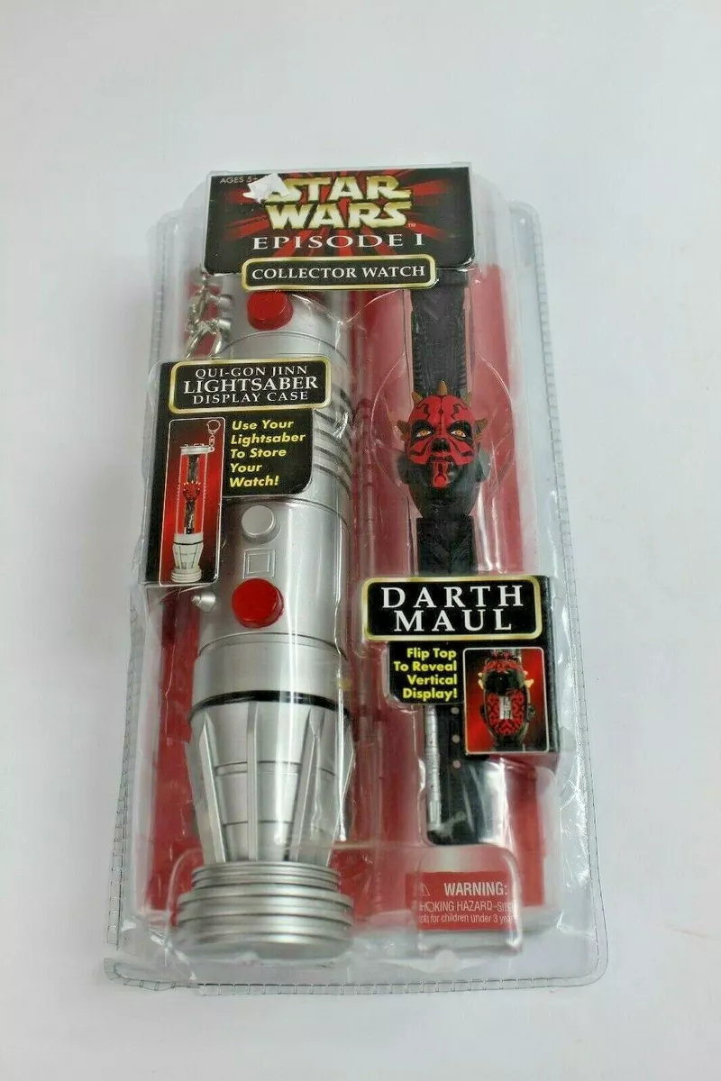 Star Wars Darth Maul Episode 1 Collector Watch w/ Qui-Gon Jinn Lightsaber  Display Case 