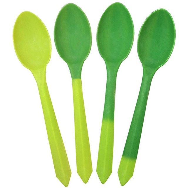 Color Changing Plastic Dessert Spoons Neon Green to Green Ice Cream