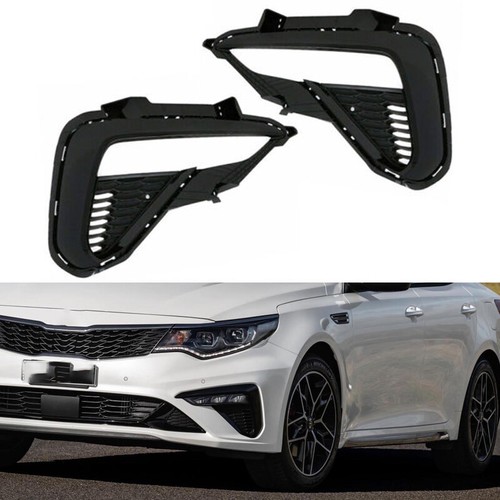Set Of 2 Fog Light Covers For Kia Optima - Left & Right Side Pair (Black, No Hole) By Evan-Fischer