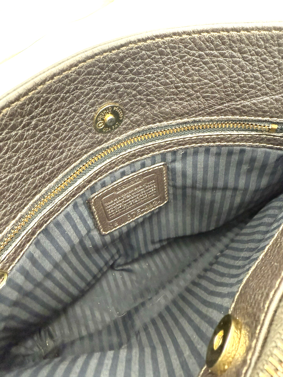 美品 COACH【金運UP♡】ゴールド色/ベルト濃茶の革/ロゴ入り中型バッグ ! Vtg 90s COACH Sonoma Pocket Zip Bag Buff Golden Tan Natural