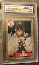 Rare 1987 Topps Spike Owen Barry Bonds Rookie Wrong Back Error Graded WCG 10
