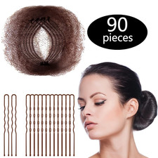 50 Pcs Bun Hair Nets with Elastic Edge  40 Pcs U Shaped Pins for Ballet Women