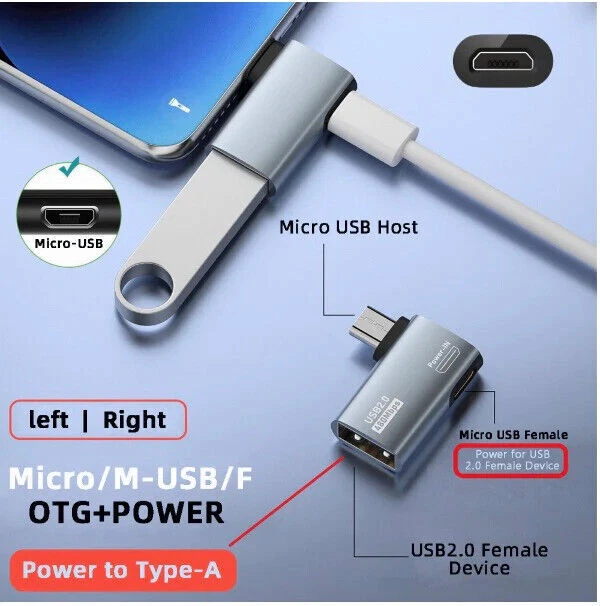 Micro 5Pin Male to USB 2.0 A Female with Micro Female Power OTG Adapter - Image 3 of 4