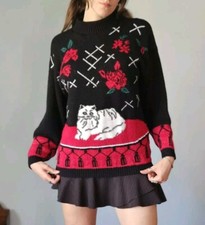 Vintage 1980s Spunky Grunge Cat Sweater