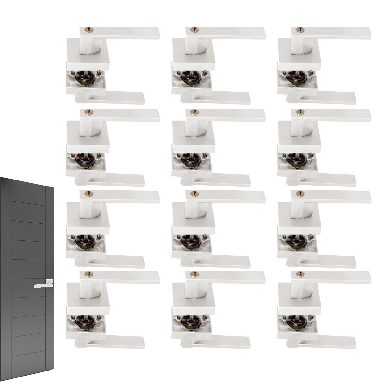 12x Reversible Door Levers for Hallway Closet Deadbolt Passage Handle