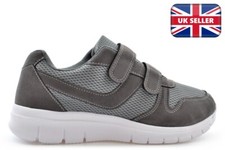 Mens Wide Fit Trainers Lightweight Trainers Touch Fastening School Shoes Grey