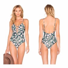 NWT 240 Sz M Mara Hoffman Criss Cross Front One Piece Swimsuit Dark Green