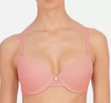 New Natori 136059 Sheer Jacquard Full Fit Contour Underwire Bra, Pink Size 36D