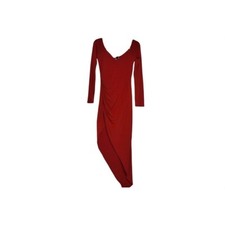 Windosr Red Bodycon Hi-Lo Long Sleeve Dress S